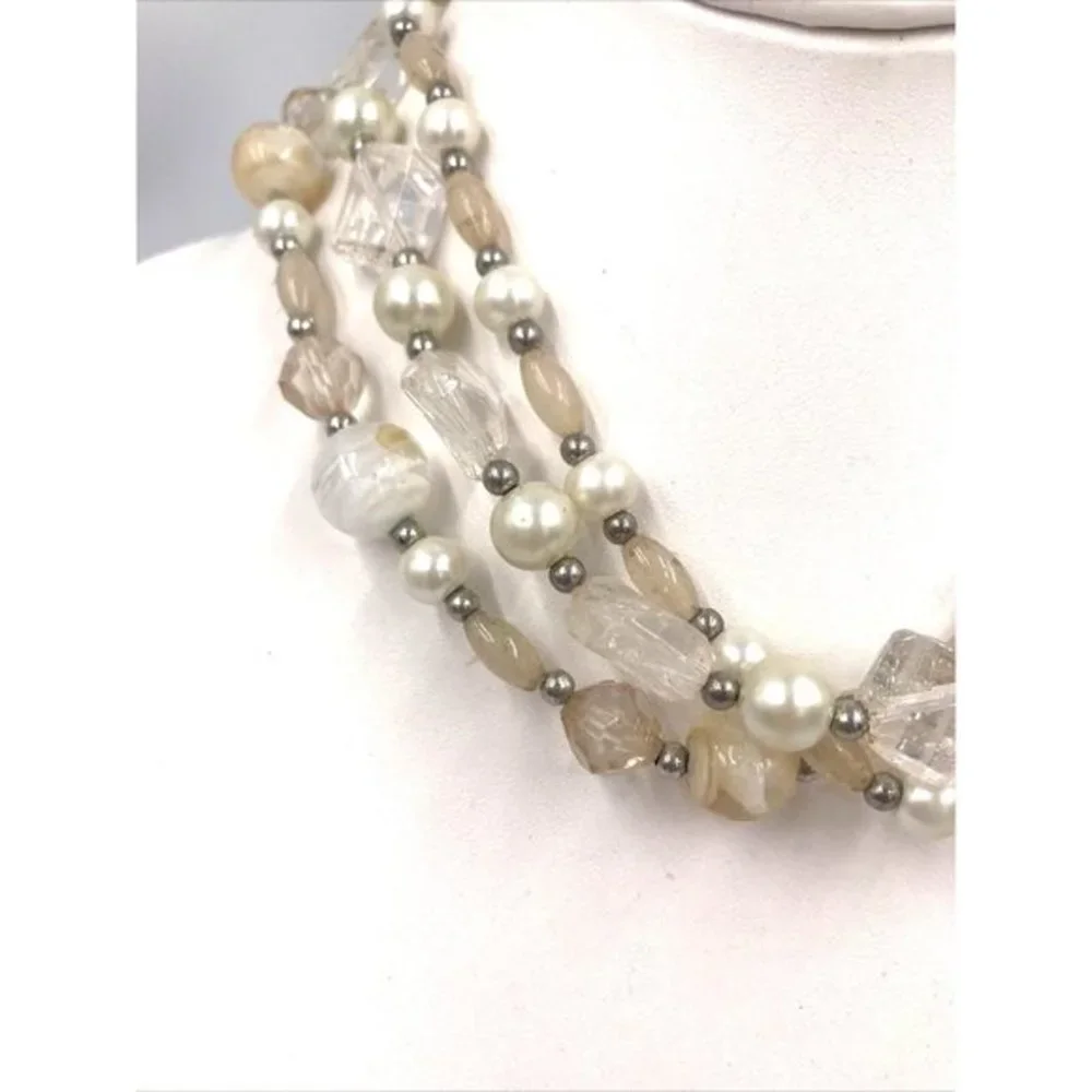 Crystal‎ Faux Pearl Beads  Statement Necklace 18